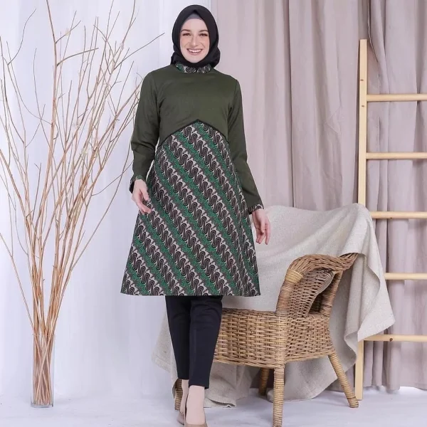 Tunik Batik Wanita Modern Elegan Bahan Premium