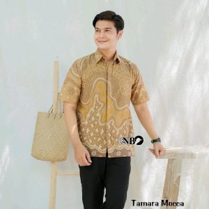 Hem Batik Coklat Mocca Terakota Pria Ukuran M L XL XXL